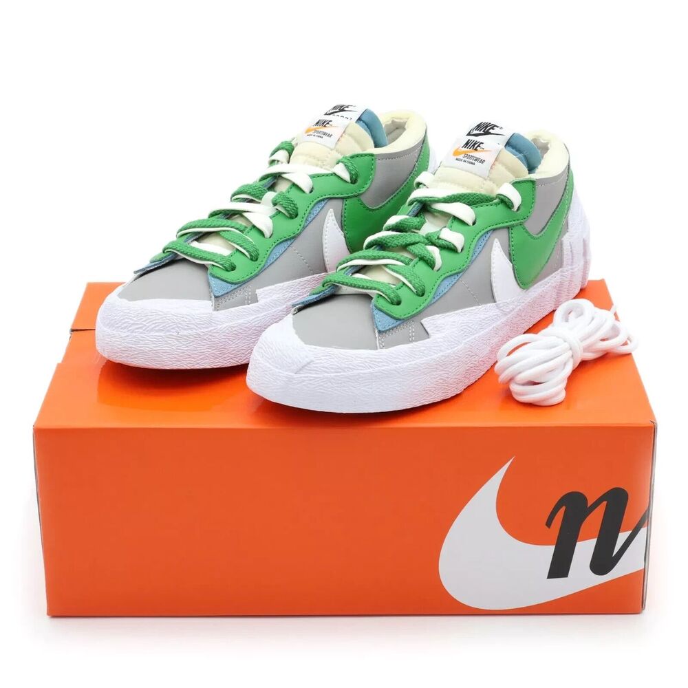 Nike Sacai Blazer Low Classic Green Medium Grey White Blue Size 9M [DD1877-001]